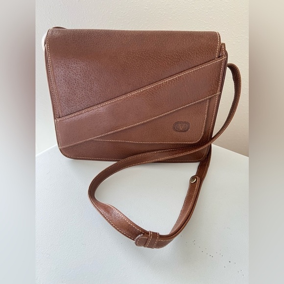Valentino Garavani Brown Leather Single Strap Shoulder Bag Italy | VTG Authentic - Picture 1 of 12